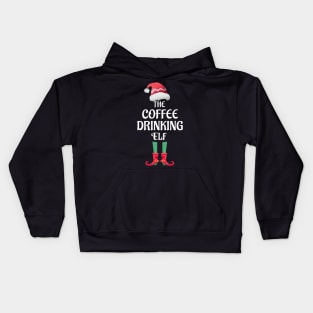 The Coffee Drinking Christmas Elf Matching Pajama Family Party Gift Kids Hoodie